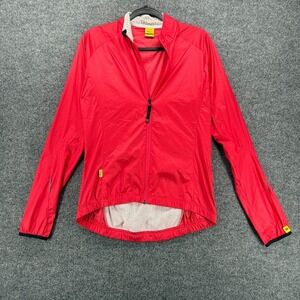 Mavic Jacket Womens L Red‎ Full Zip Pocket Cycling Lightweight Biker Packable